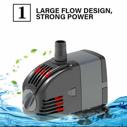 6W Adjustable Flow Aquarium Pump Water Submersible Fish Tank Fountain Pond Marine V201-QHGMMOREONE060