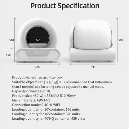 65L Remote Control Automatic Self Cleaning Cat Litter Box Smart App Easy-Clean V201-QHGMMOREONE064