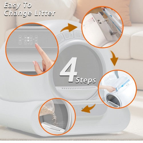 65L Remote Control Automatic Self Cleaning Cat Litter Box Smart App Easy-Clean V201-QHGMMOREONE064