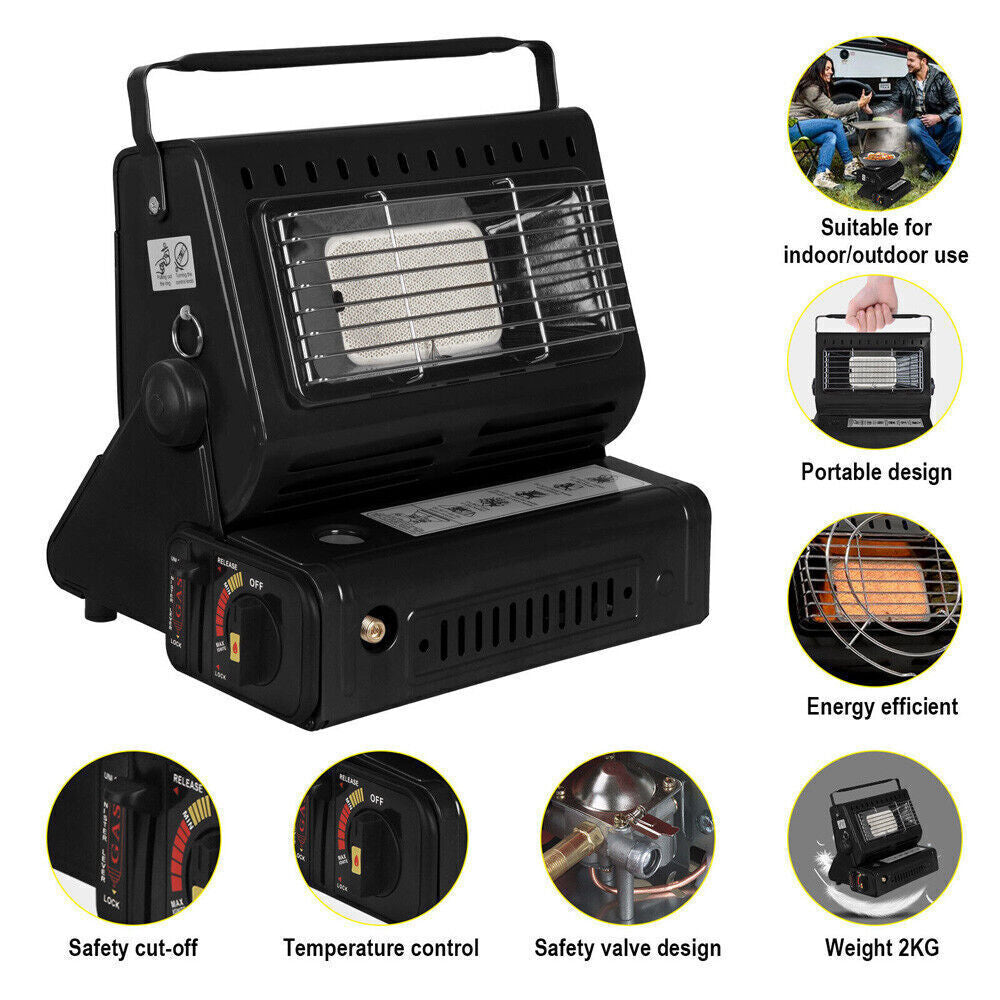 Portable Camping Gas Heater Outdoor Heating Stove Gas Baking Hunting Warmer AU black V201-QNL0002BL8AU