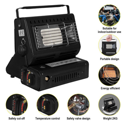 Portable Camping Gas Heater Outdoor Heating Stove Gas Baking Hunting Warmer AU black V201-QNL0002BL8AU