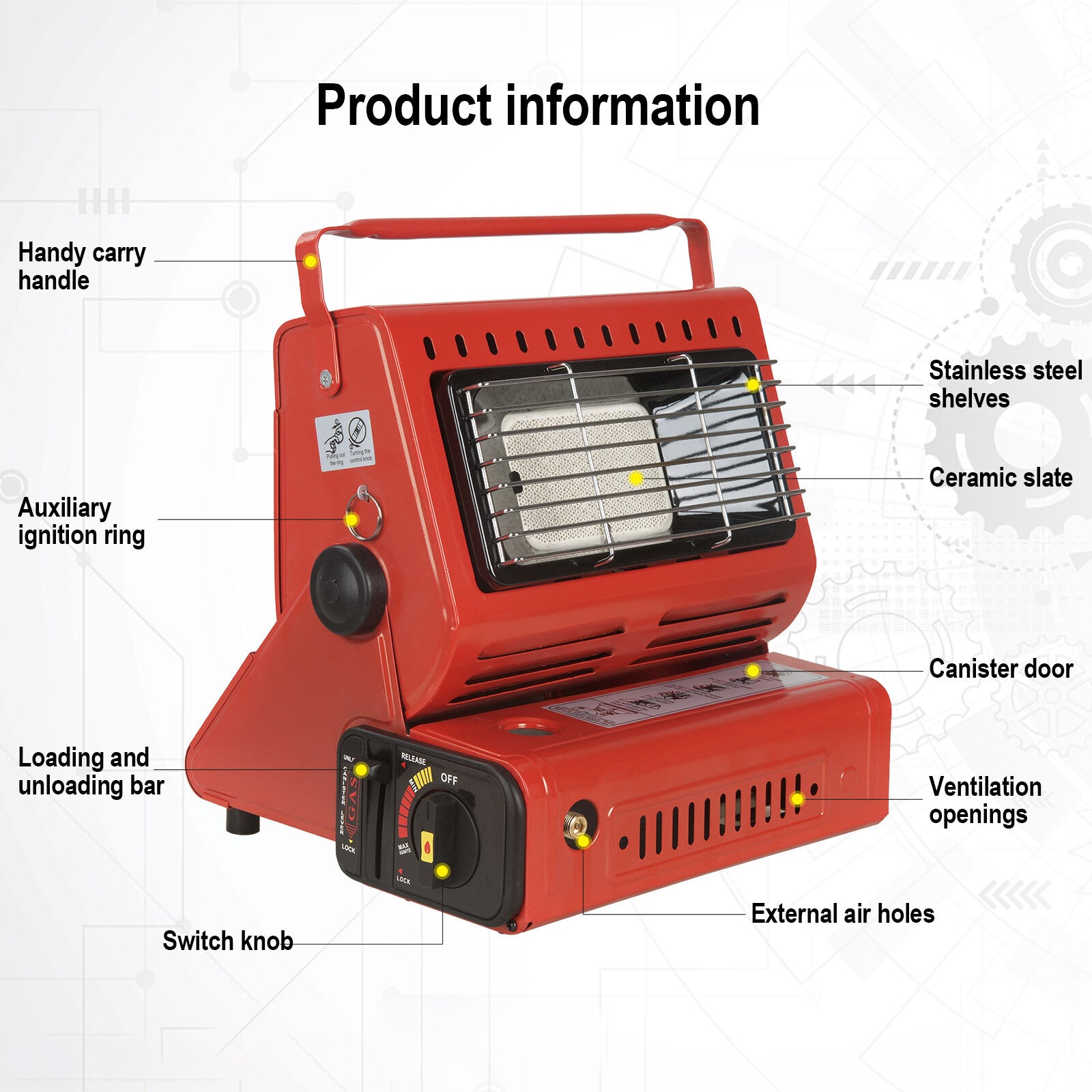 Portable Camping Gas Heater Outdoor Heating Stove Gas Baking Hunting Warmer AU RED V201-QNL0002RE8AU
