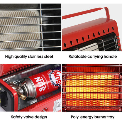 Portable Camping Gas Heater Outdoor Heating Stove Gas Baking Hunting Warmer AU RED V201-QNL0002RE8AU