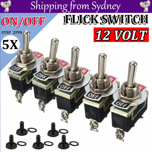5x Toggle Switch 12V ON OFF Car Flick Dash Light Marine 12 Volt Switches Boat V201-QUEW12466252
