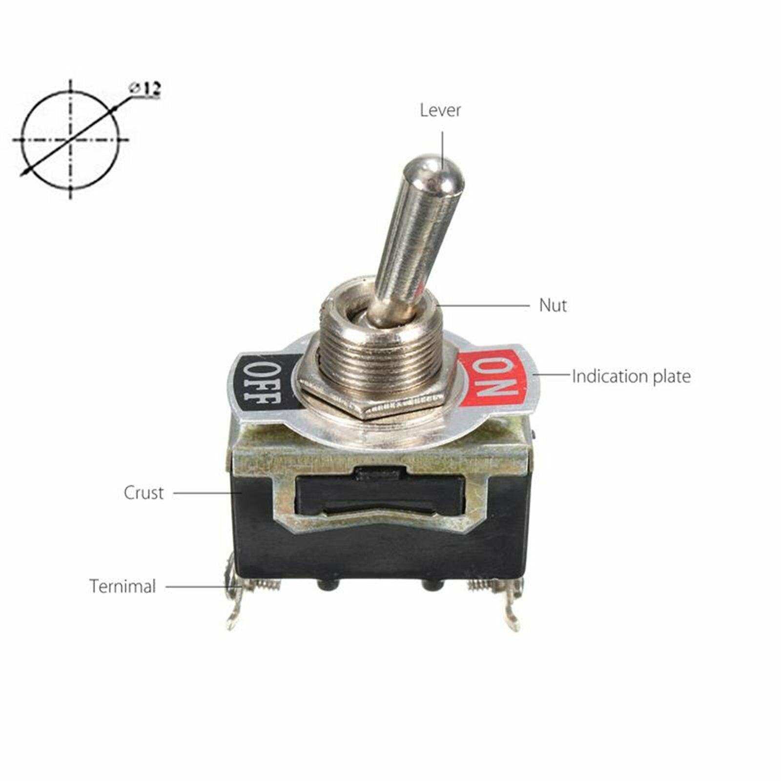 5x Toggle Switch 12V ON OFF Car Flick Dash Light Marine 12 Volt Switches Boat V201-QUEW12466252