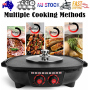 Electric 2 in 1 Hot Pot BBQ Oven Smokeless Barbecue Pan Grill Hotpot Machine V201-QUEW12466289