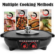 Electric 2 in 1 Hot Pot BBQ Oven Smokeless Barbecue Pan Grill Hotpot Machine V201-QUEW12466289