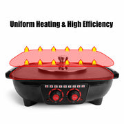 Electric 2 in 1 Hot Pot BBQ Oven Smokeless Barbecue Pan Grill Hotpot Machine V201-QUEW12466289