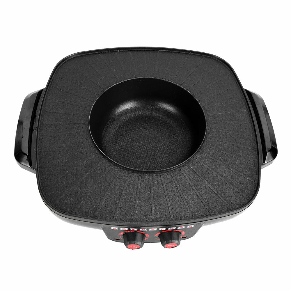 Electric 2 in 1 Hot Pot BBQ Oven Smokeless Barbecue Pan Grill Hotpot Machine V201-QUEW12466289