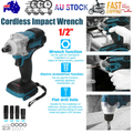 1/2" Cordless Impact Wrench Driver Brushless Rattle Gun For Makita 18V Battery V201-QUEW12466411