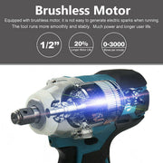 1/2" Cordless Impact Wrench Driver Brushless Rattle Gun For Makita 18V Battery V201-QUEW12466411