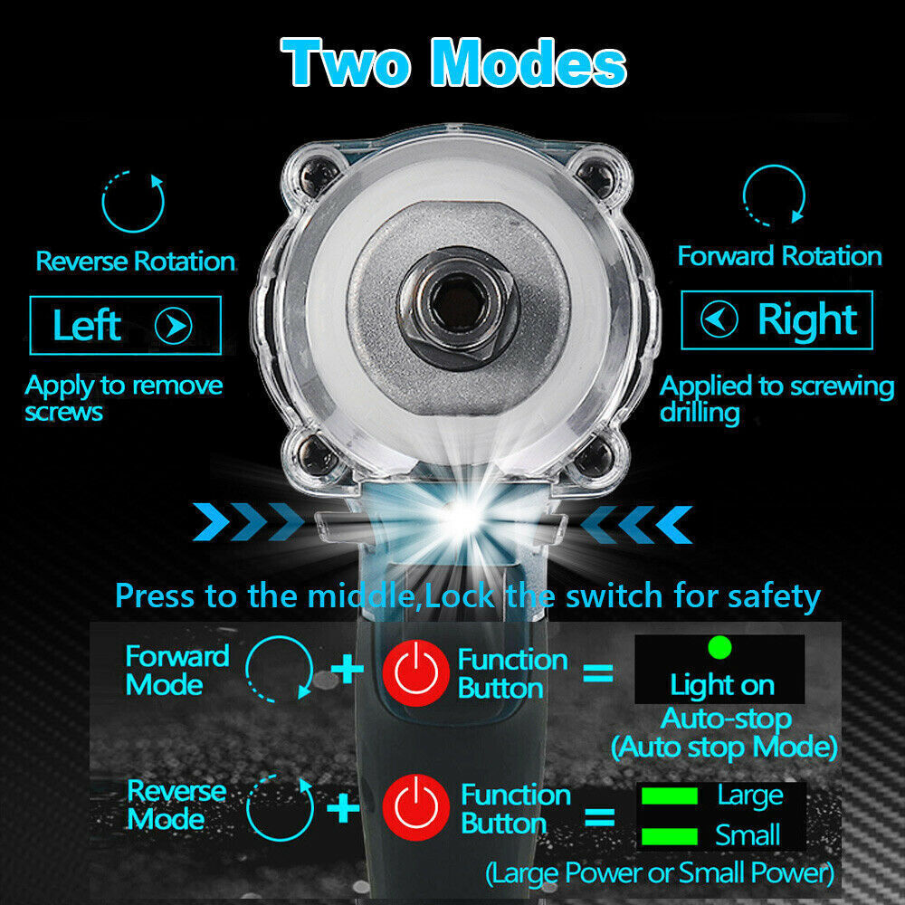 1/2" Cordless Impact Wrench Driver Brushless Rattle Gun For Makita 18V Battery V201-QUEW12466411