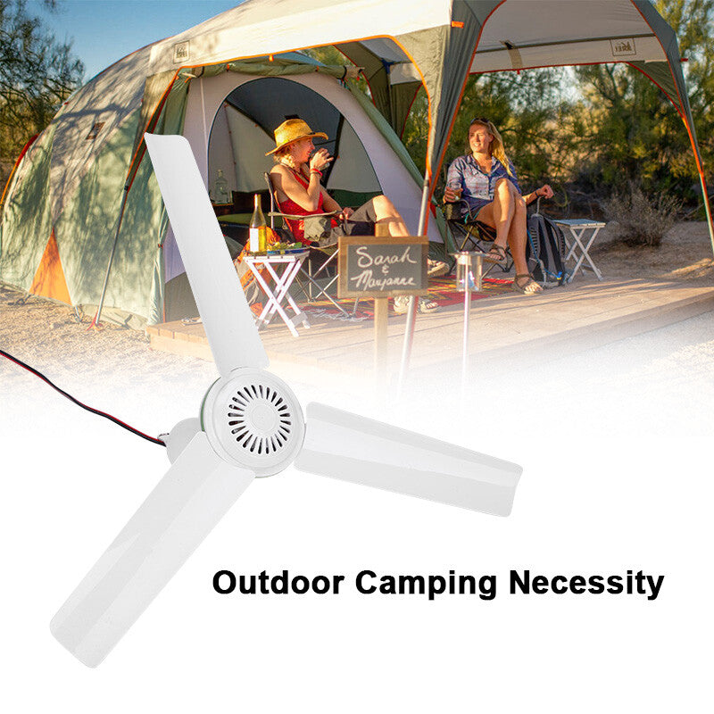 12V Ceiling Fan Portable Solar Power 3 Blade 0.7AMP Caravan Camping Outdoor V201-QUEW12466417