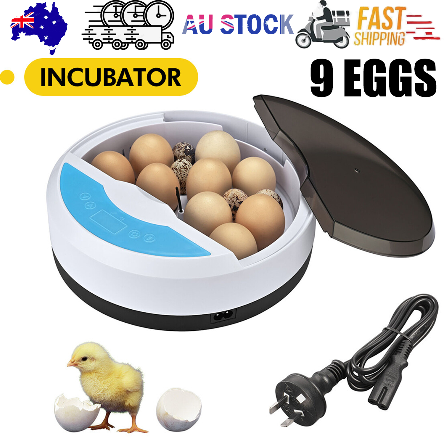 9 Egg Incubator Semi-Automatic Digital Temperature Chicken Duck Eggs Poultry V201-QUEW12466500
