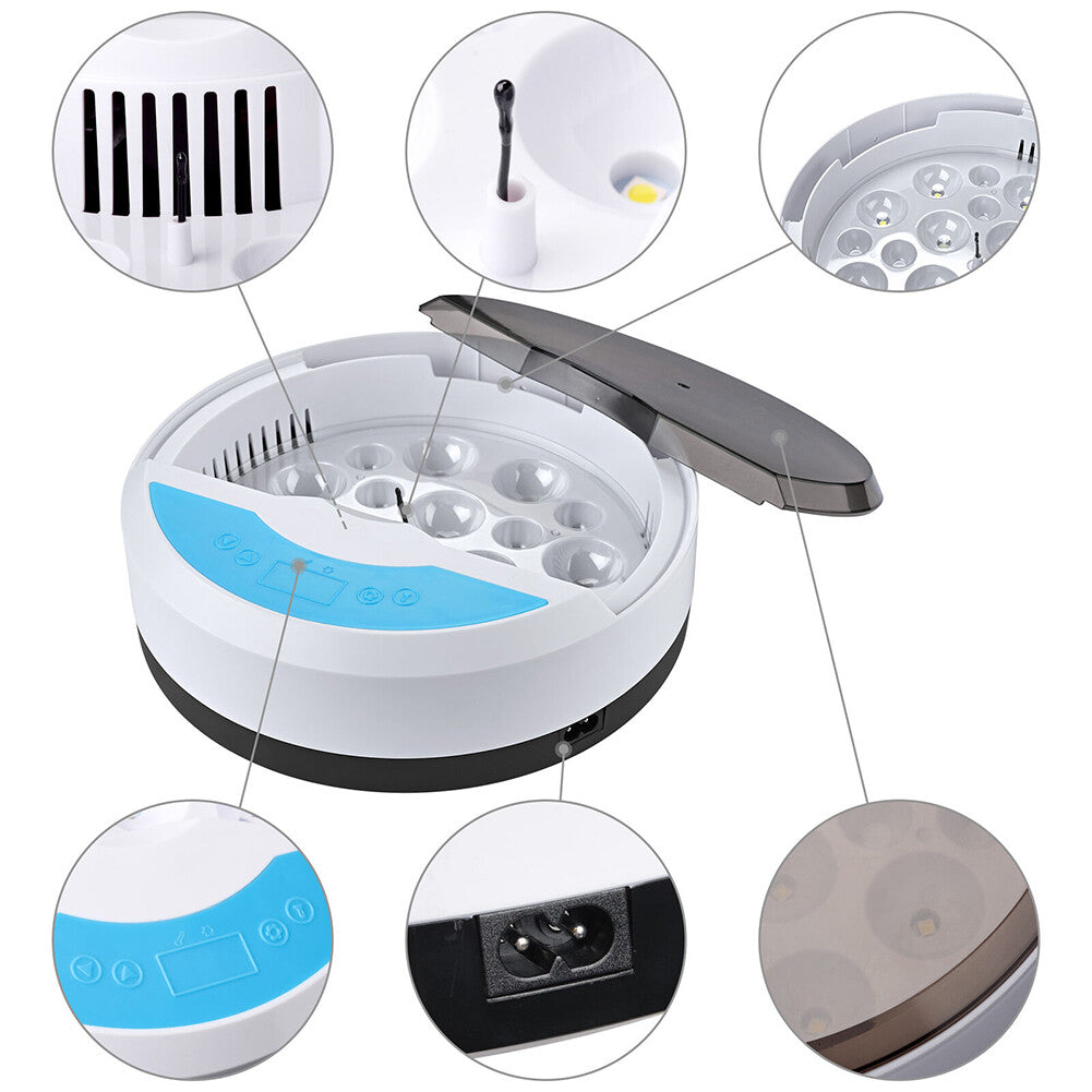 9 Egg Incubator Semi-Automatic Digital Temperature Chicken Duck Eggs Poultry V201-QUEW12466500