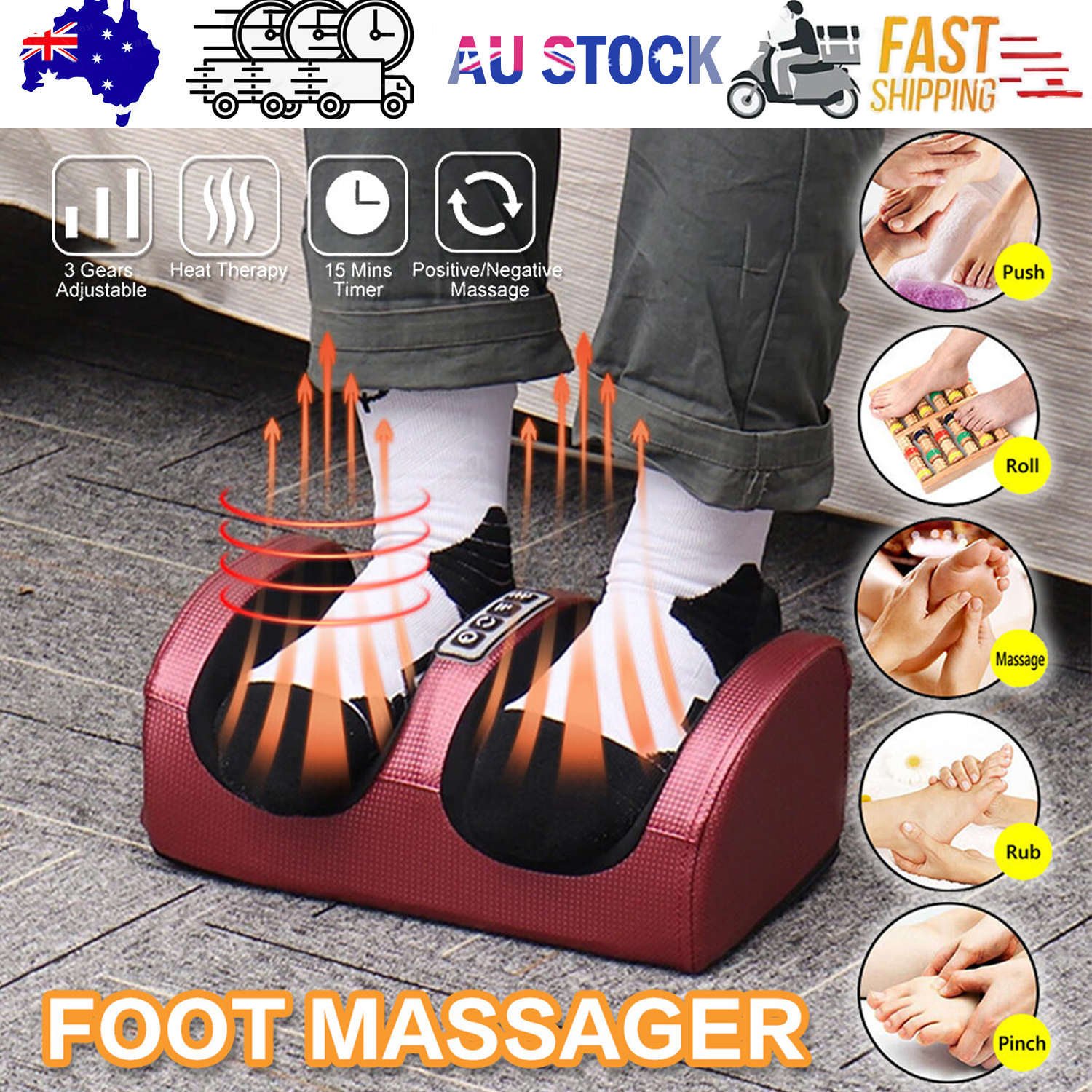Electric Foot Massager Muscle Pain Relief Leg Calf Massage Kneading Machine AU V201-QUEW12466543