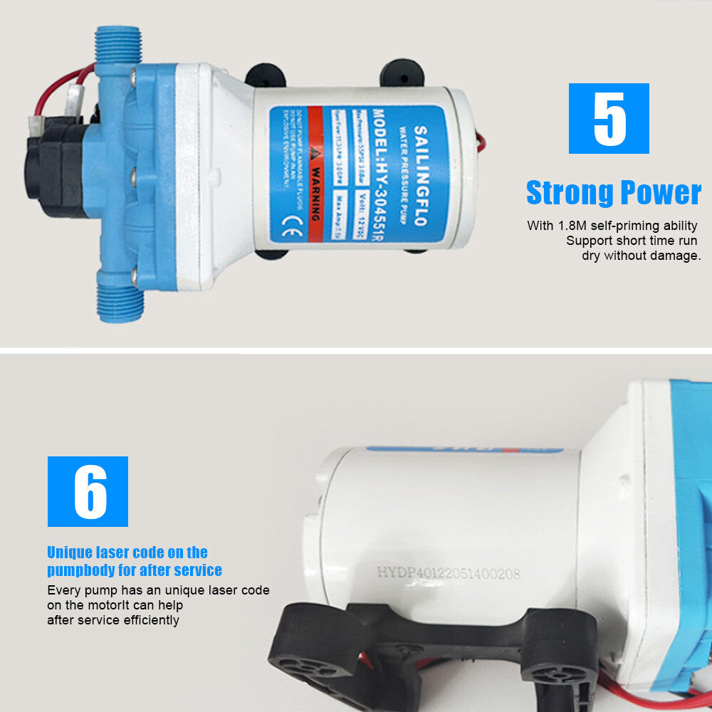11.3LPM 55PSI 12V Water Pump for Caravan Motorhome Camper Trailer Boat RV V201-QUEW12483624