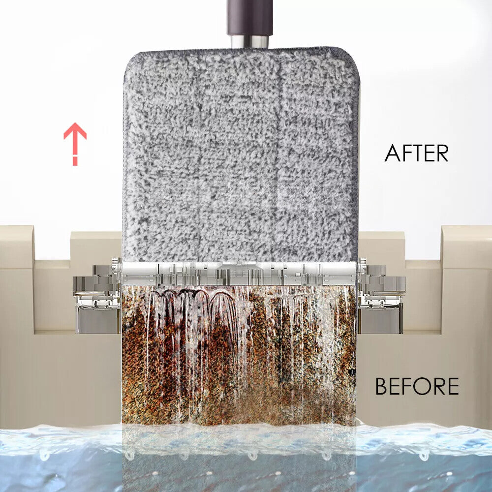 Mop Bucket Wet Dry Rinse Wash 360 Rotating Squeeze Flat Floor Cleaner with Pads V201-QUEW12614995