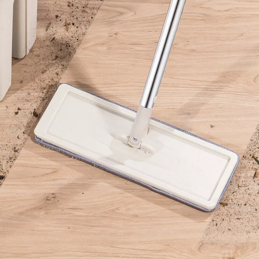 Mop Bucket Wet Dry Rinse Wash 360 Rotating Squeeze Flat Floor Cleaner with Pads V201-QUEW12614995
