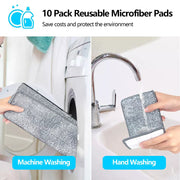 Mop Bucket Wet Dry Rinse Wash 360 Rotating Squeeze Flat Floor Cleaner with Pads V201-QUEW12614995