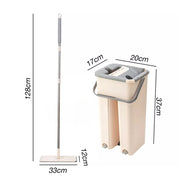 Mop Bucket Wet Dry Rinse Wash 360 Rotating Squeeze Flat Floor Cleaner with Pads V201-QUEW12614995