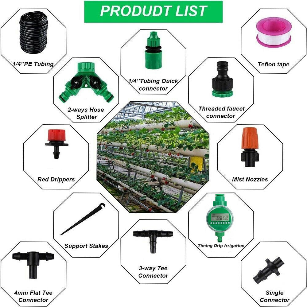 201X 50M Hose Garden Irrigation System Greenhouse Plant Watering DIY Micro Drip V201-QUEW12879826