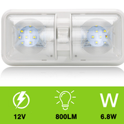 12V RV Interior LED Ceiling Light Boat Camper Caravan Trailer Double Dome Light V201-QUEW13035626