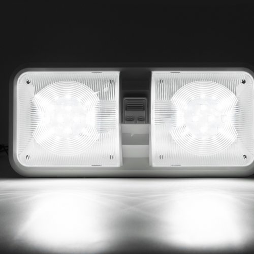 12V RV Interior LED Ceiling Light Boat Camper Caravan Trailer Double Dome Light V201-QUEW13035626