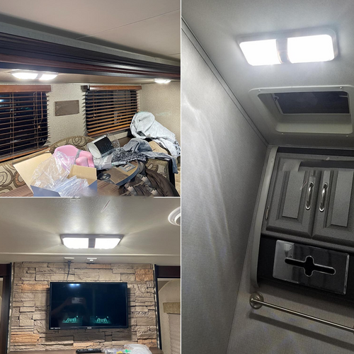 12V RV Interior LED Ceiling Light Boat Camper Caravan Trailer Double Dome Light V201-QUEW13035626