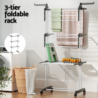 4 Tiers Clothes Airer Drying Rack Coat Garment Stand Hanger Laundry Foldable V201-QUEW13175798