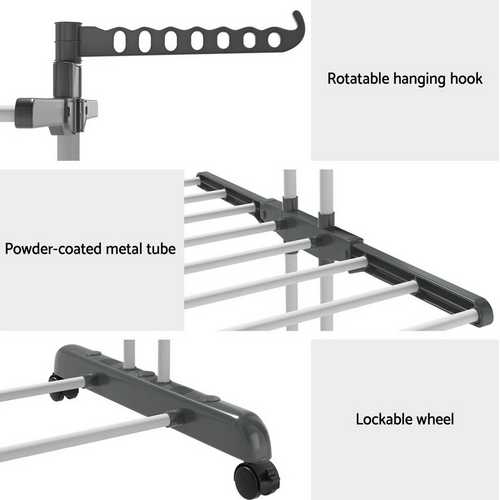4 Tiers Clothes Airer Drying Rack Coat Garment Stand Hanger Laundry Foldable V201-QUEW13175798