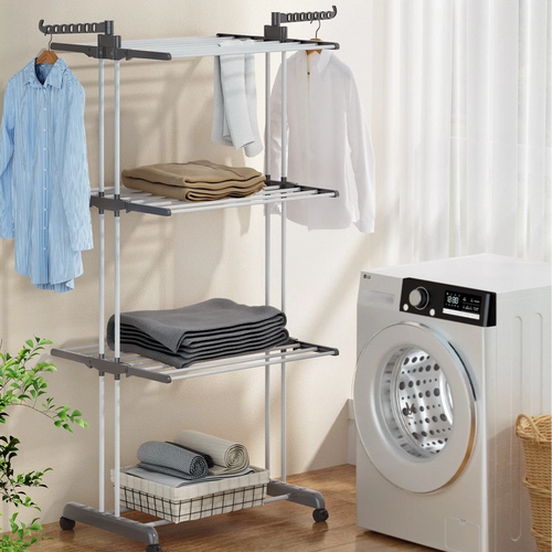 4 Tiers Clothes Airer Drying Rack Coat Garment Stand Hanger Laundry Foldable V201-QUEW13175798