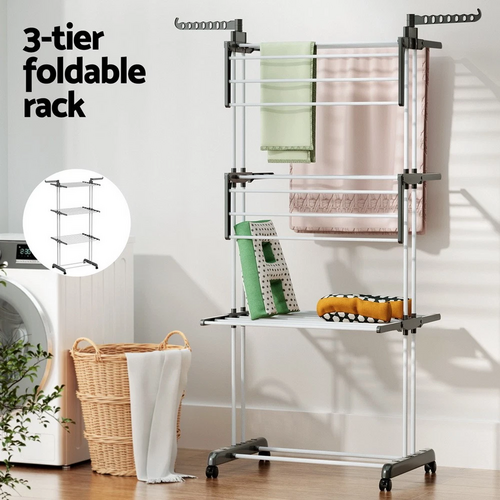 4 Tiers Clothes Airer Drying Rack Coat Garment Stand Hanger Laundry Foldable V201-QUEW13175798