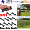 10x Electric Fence Gate Handle Compact Insulated Spring Handles with Hook Black V201-QUEW13221661