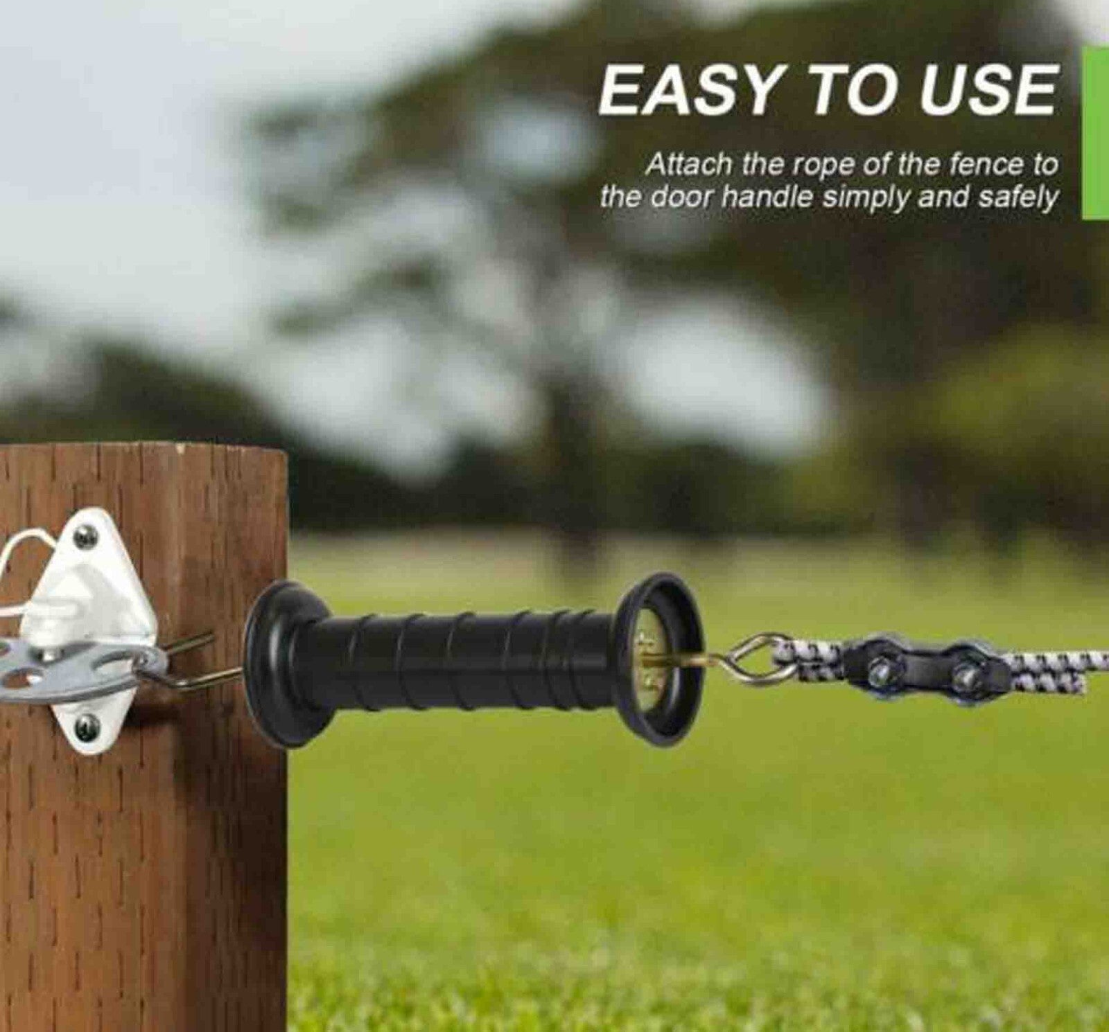 10x Electric Fence Gate Handle Compact Insulated Spring Handles with Hook Black V201-QUEW13221661