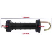 10x Electric Fence Gate Handle Compact Insulated Spring Handles with Hook Black V201-QUEW13221661