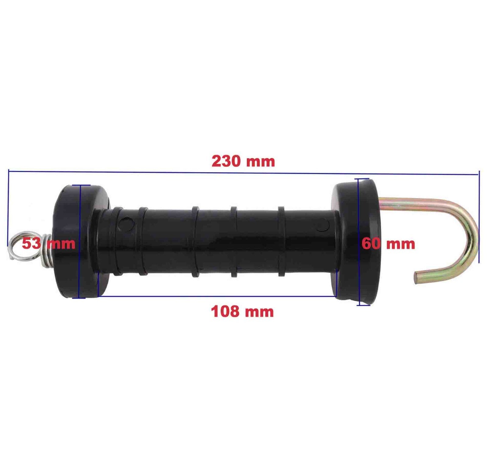 10x Electric Fence Gate Handle Compact Insulated Spring Handles with Hook Black V201-QUEW13221661
