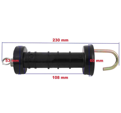 10x Electric Fence Gate Handle Compact Insulated Spring Handles with Hook Black V201-QUEW13221661