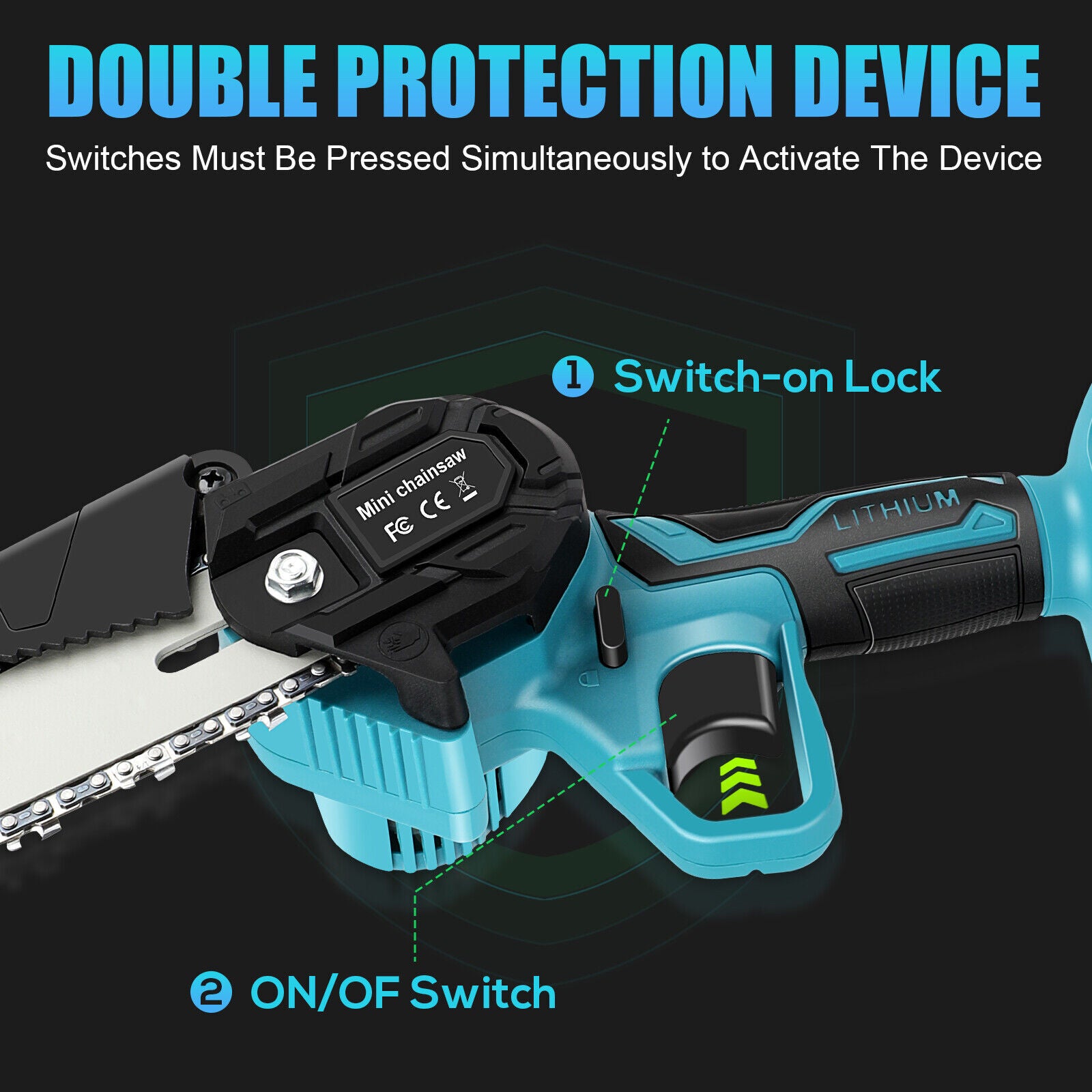 6" Mini Cordless Electric Chainsaw 2X Battery-Powered Wood Cutter Rechargeable V201-QUEW13272600