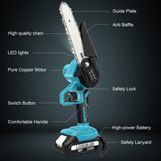 6" Mini Cordless Electric Chainsaw 2X Battery-Powered Wood Cutter Rechargeable V201-QUEW13272600