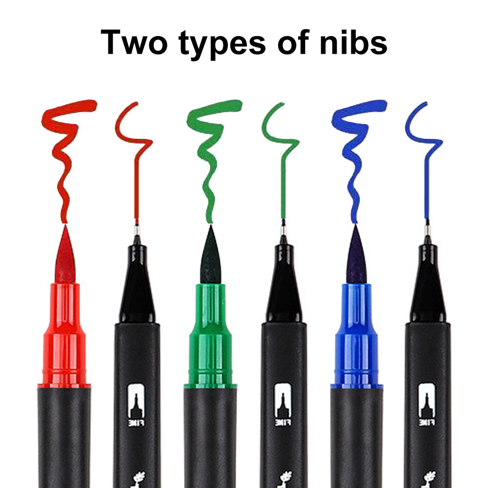 132PCS Art Markers Brush Pens Set Dual Tips Coloring Fineliner Drawing Painting V201-QUEW13627149