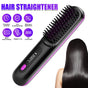 Black Hair Straightener Brush Travel Mini Rechargeable Hair Styler Fast Heating V201-QUEW13654141