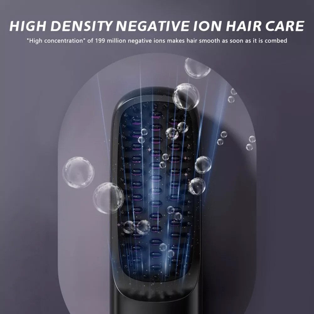 White Hair Straightener Brush Travel Mini Rechargeable Hair Styler Fast Heating V201-QUEW13654142