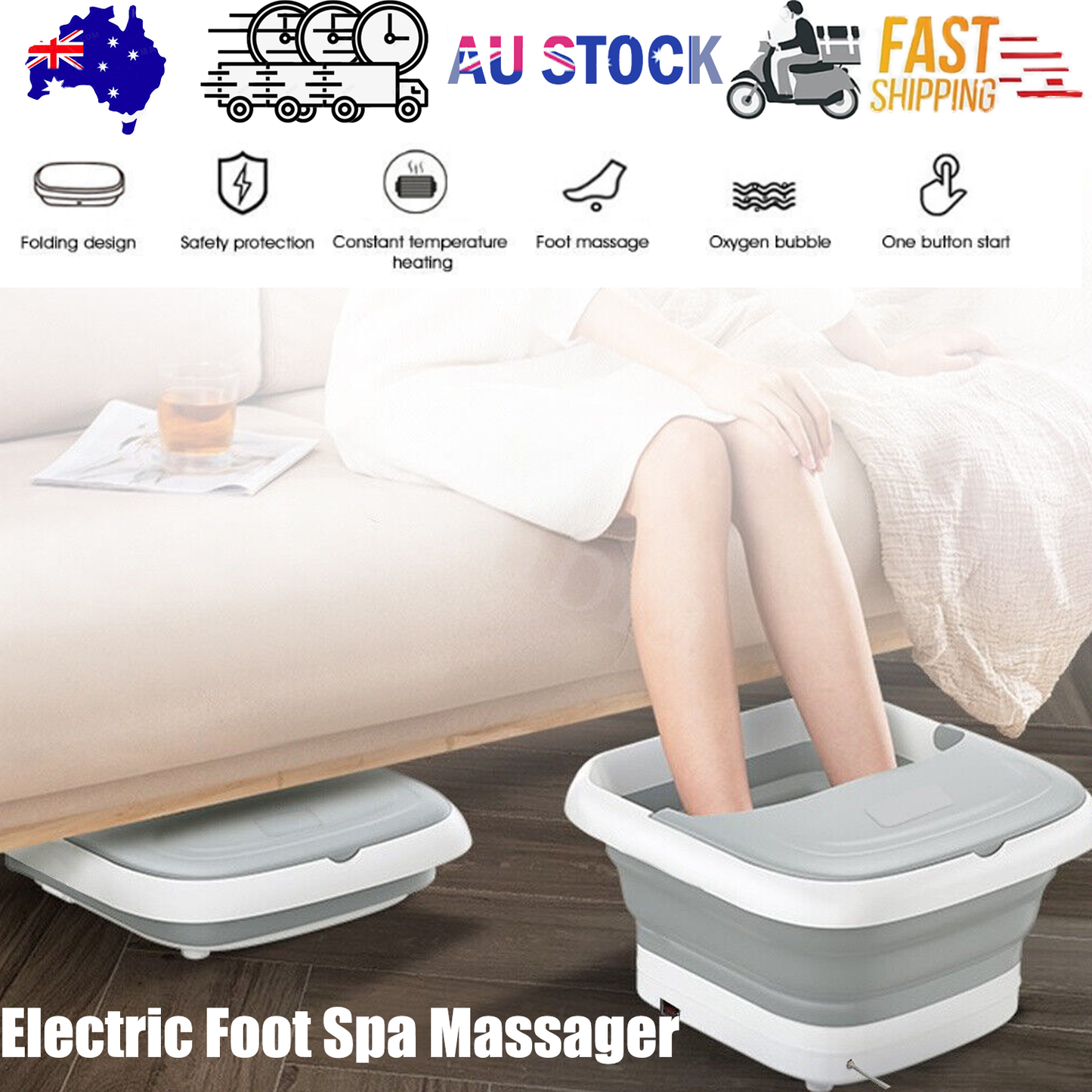 Electric Foot Spa Massager Footbath Pedicure Heat Soak Home Bath Tub Massage V201-QUEW13727524