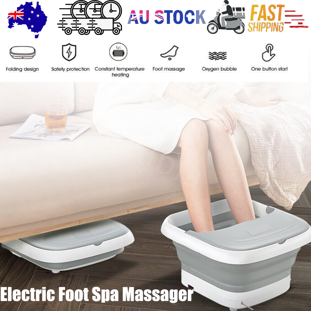 Electric Foot Spa Massager Footbath Pedicure Heat Soak Home Bath Tub Massage V201-QUEW13727524