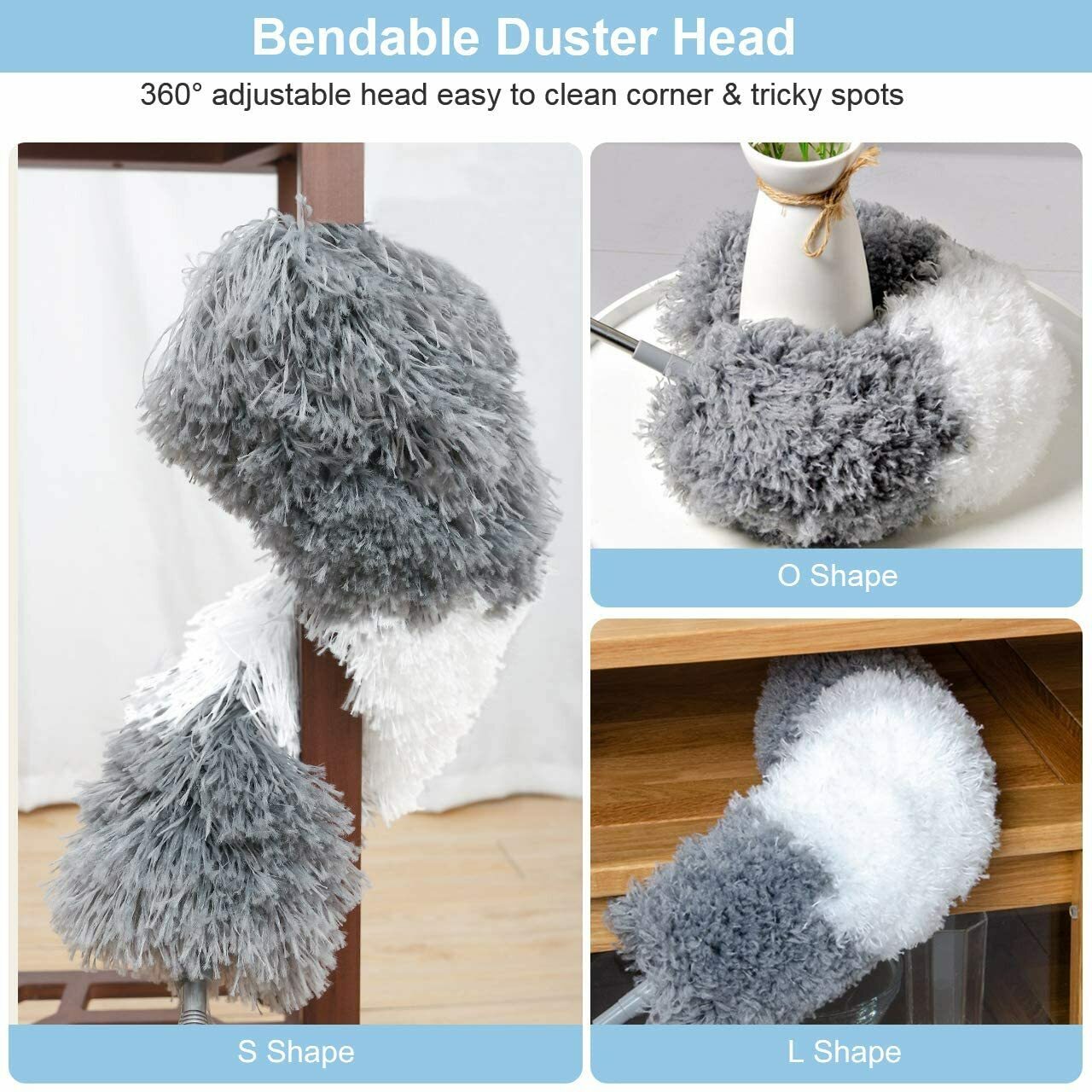 2PCS Duster Extendable Telescopic Microfibre Duster with Stainless Steel Pole V201-QUEW13883543X2