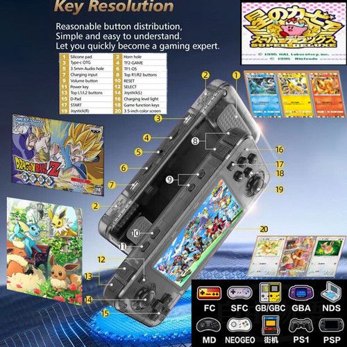 10000+ Games R36H Portable Video Game Consoles Retro Handheld Game Console Black V201-R36H0064BL8AU