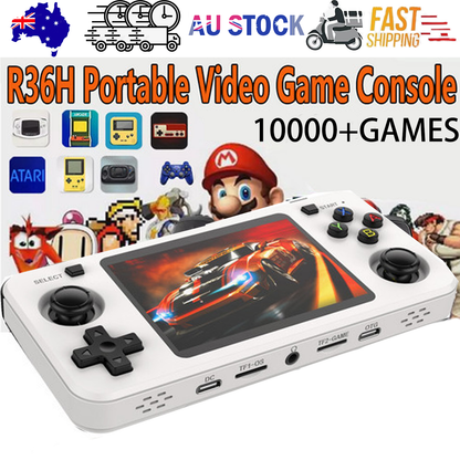 10000+ Games R36H Portable Video Game Consoles Retro Handheld Game Console White V201-R36H0064WH8AU