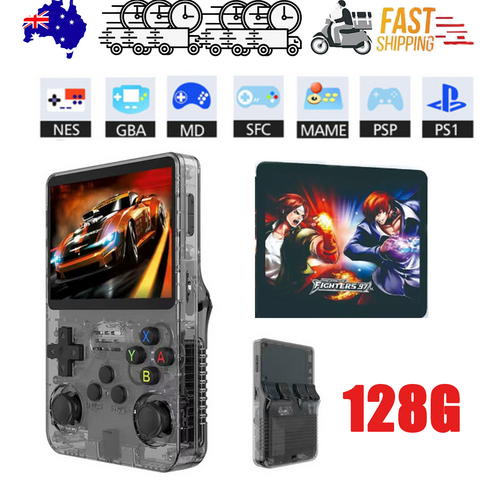Gray Portable Retro Handheld Game Console 128GB 10000+ Games Retro Handheld Games V201-R36S0128GY8AU