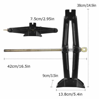 2 T Scissor Jack Car Van Wind Up Tyre Lift Chrome Crank Handle Emergency Tool